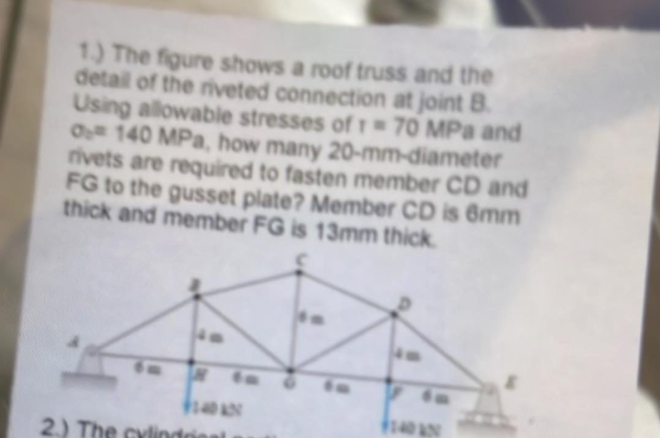 1 . ) The foure shows a roof truss and the detall