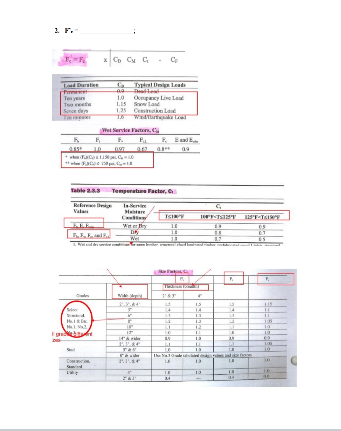 Problem 3 : ( i need help with F ' c ) F ' =