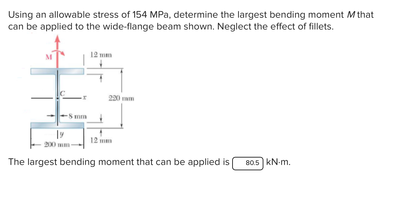 Using an allowable stress of 1 5 4 MPa, determine