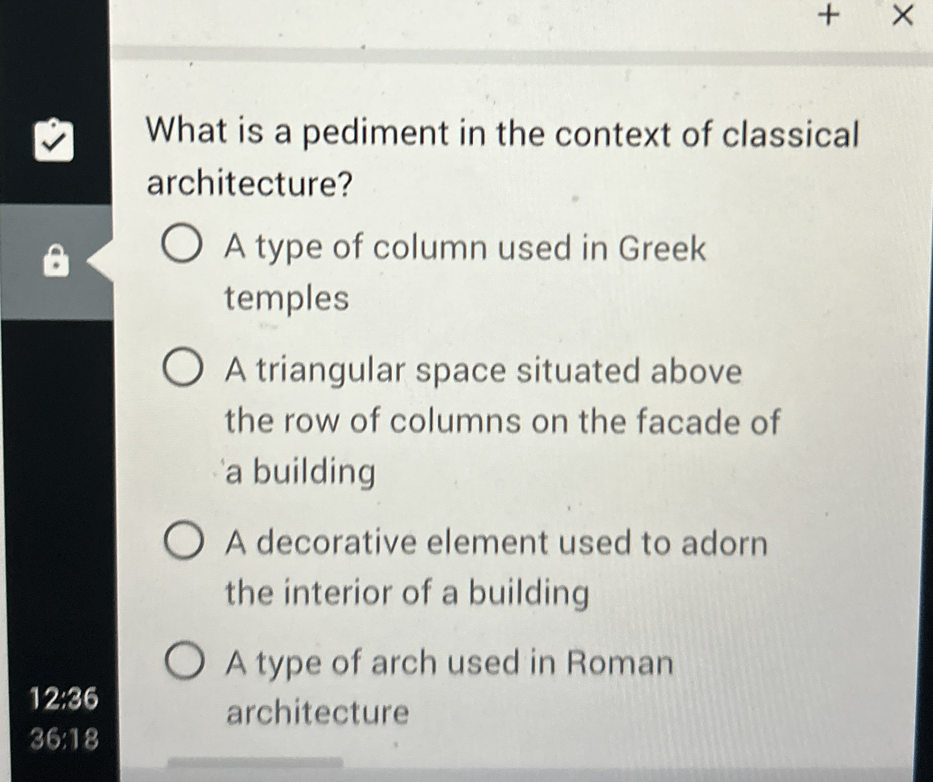 What is a pediment in the context of classical