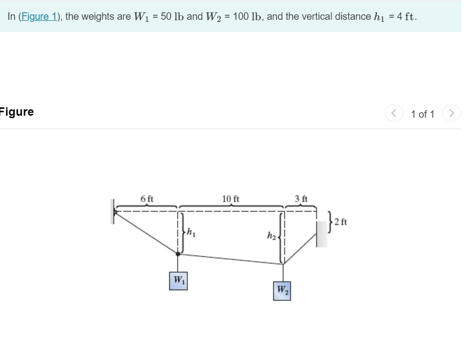 In ( Figure 1 ) , the weights are W 1 = 5 0 l b