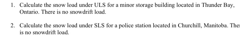 Calculate the snow load under ULS for a minor