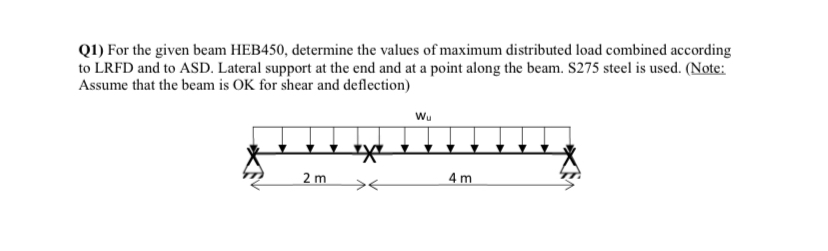 Q 1 ) For the given beam HEB 4 5 0 , determine