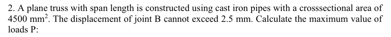 A plane truss with span length is constructed