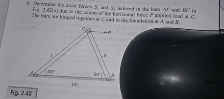 Determine the axial forces S 1 and S 2 induced in