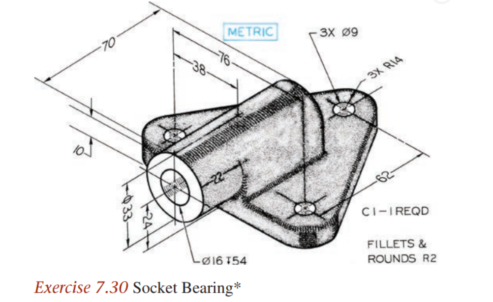 please draw the front view, top view and side