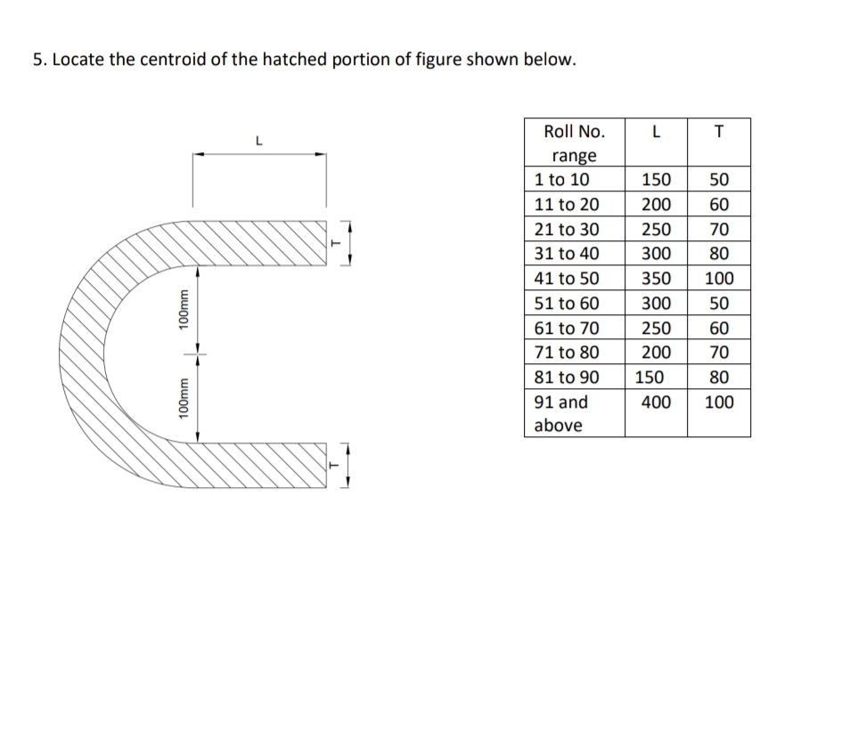 Locate the centroid of the hatched portion of