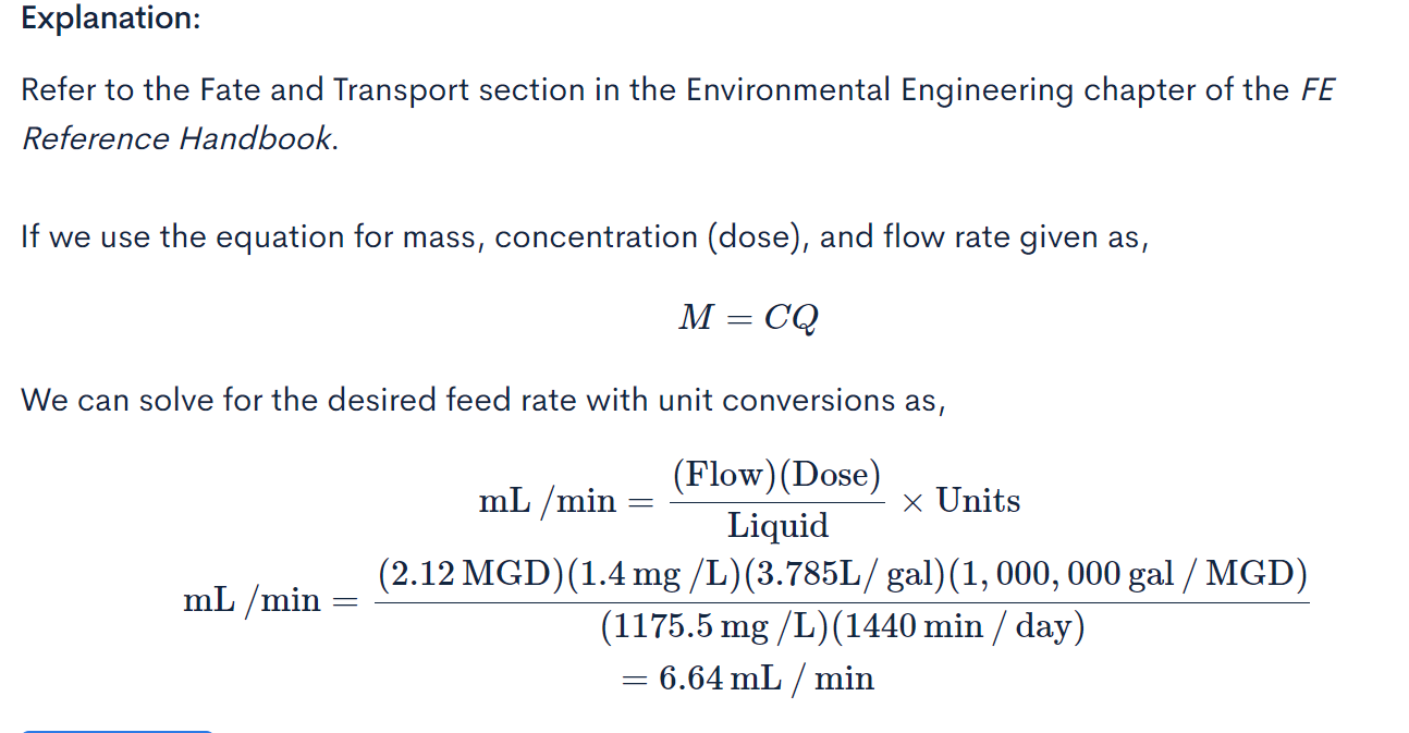 A flow of 2 . 1 2 MGD is to be treated with a