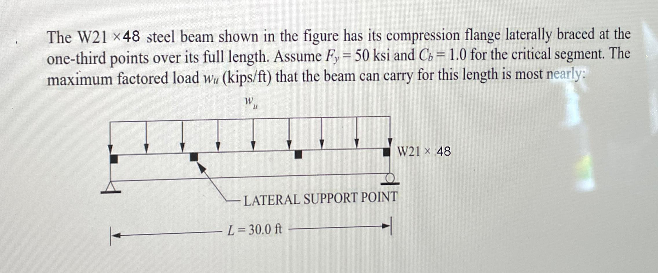 The W 2 1 4 8 steel beam shown in the figure has