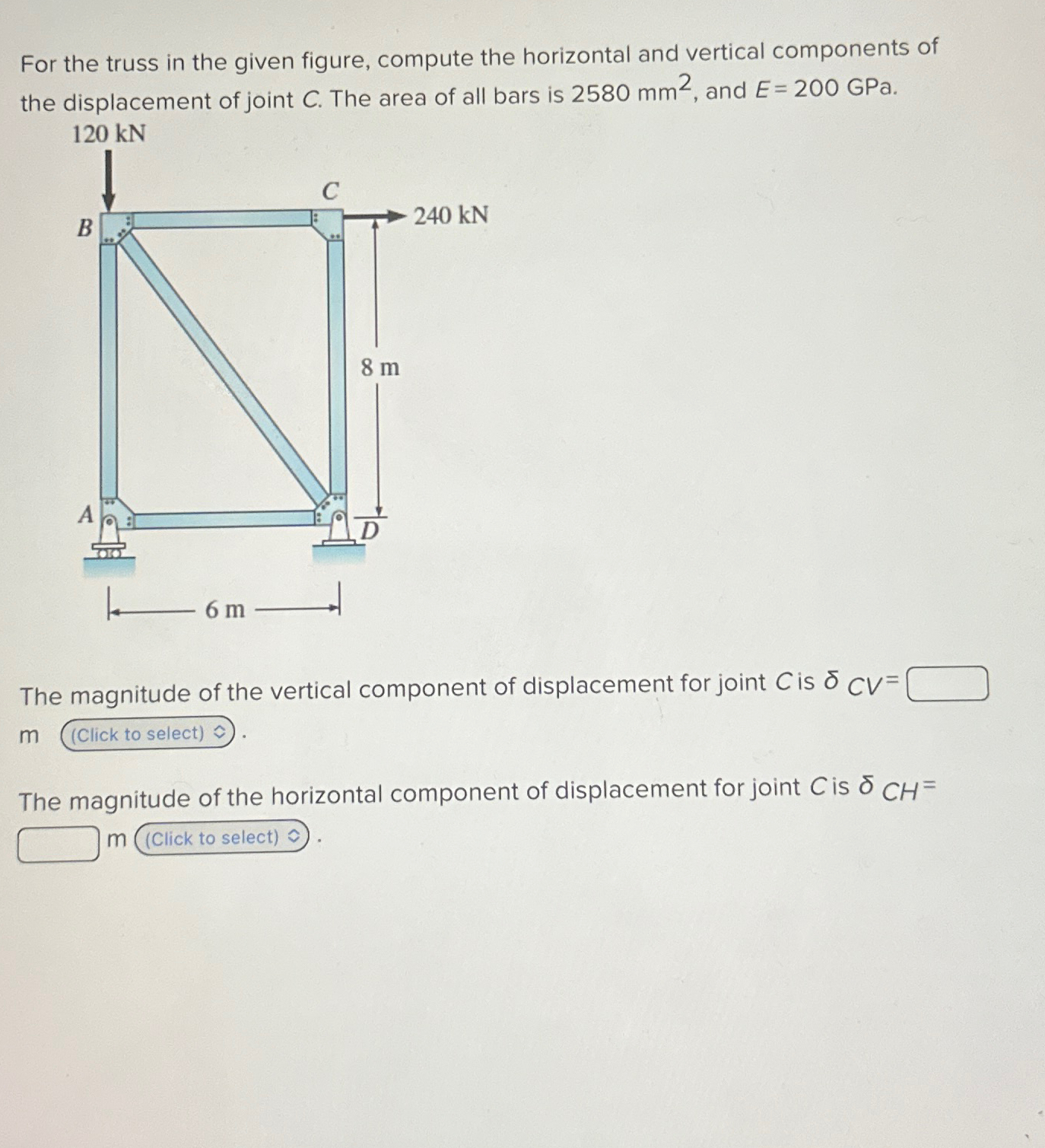 For the truss in the given figure, compute the