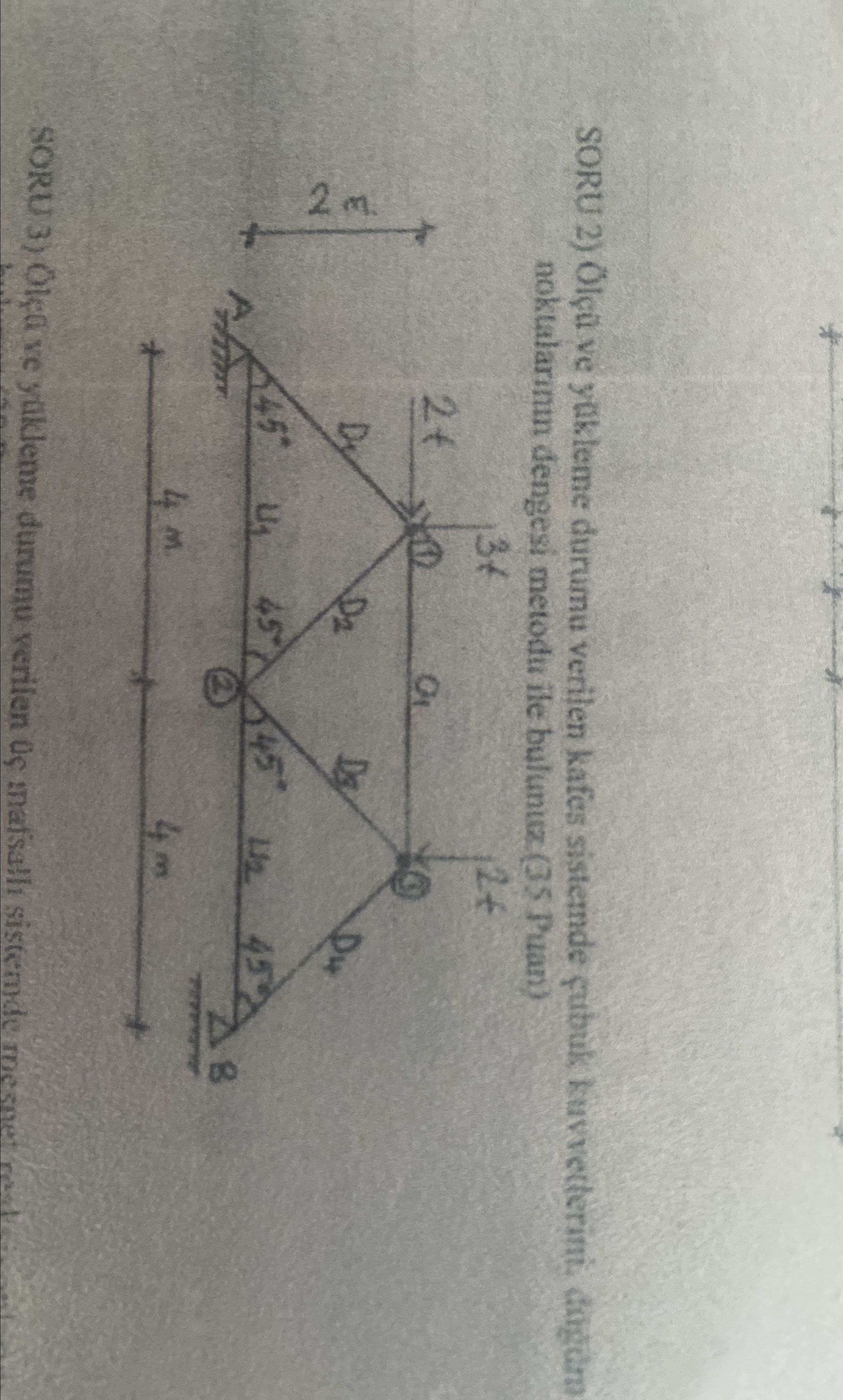 SORU 2 ) Ol a ve yakleme durumu verilen kafes