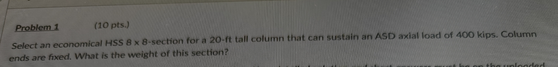 Problem pts . ) Select an economical HSS 8 8 -