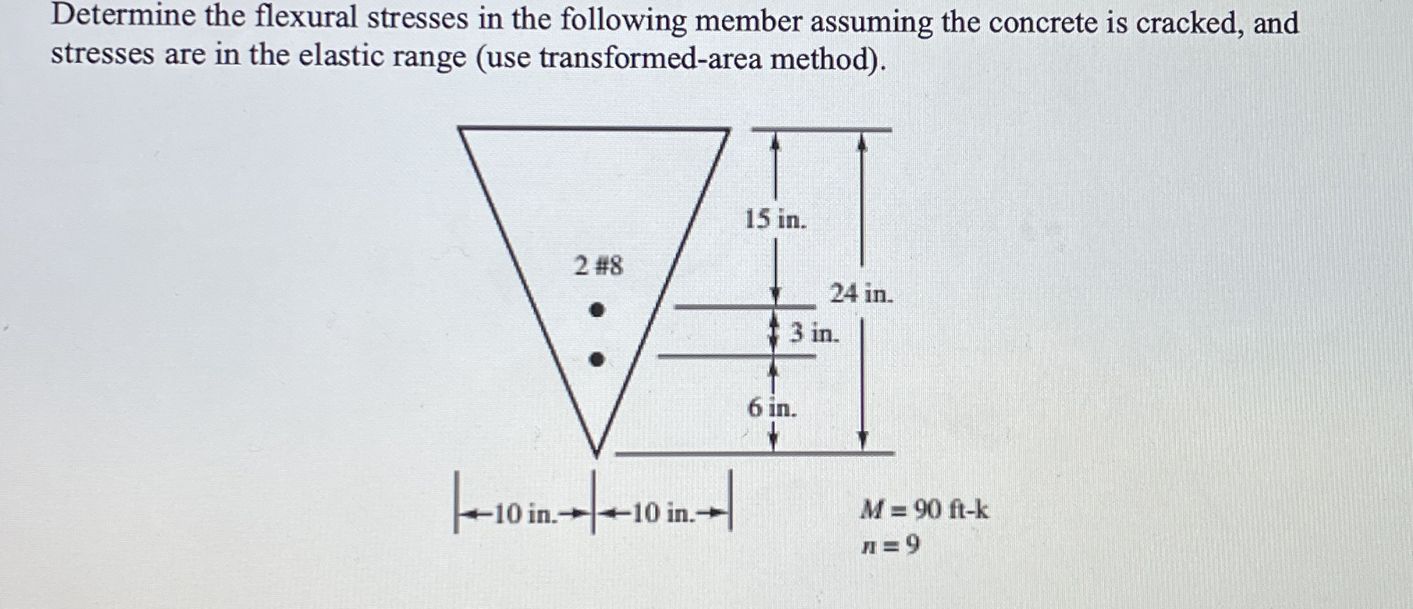 Determine the flexural stresses in the following