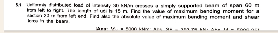 5 . 1 Uniformly distributed load of intensity 3 0