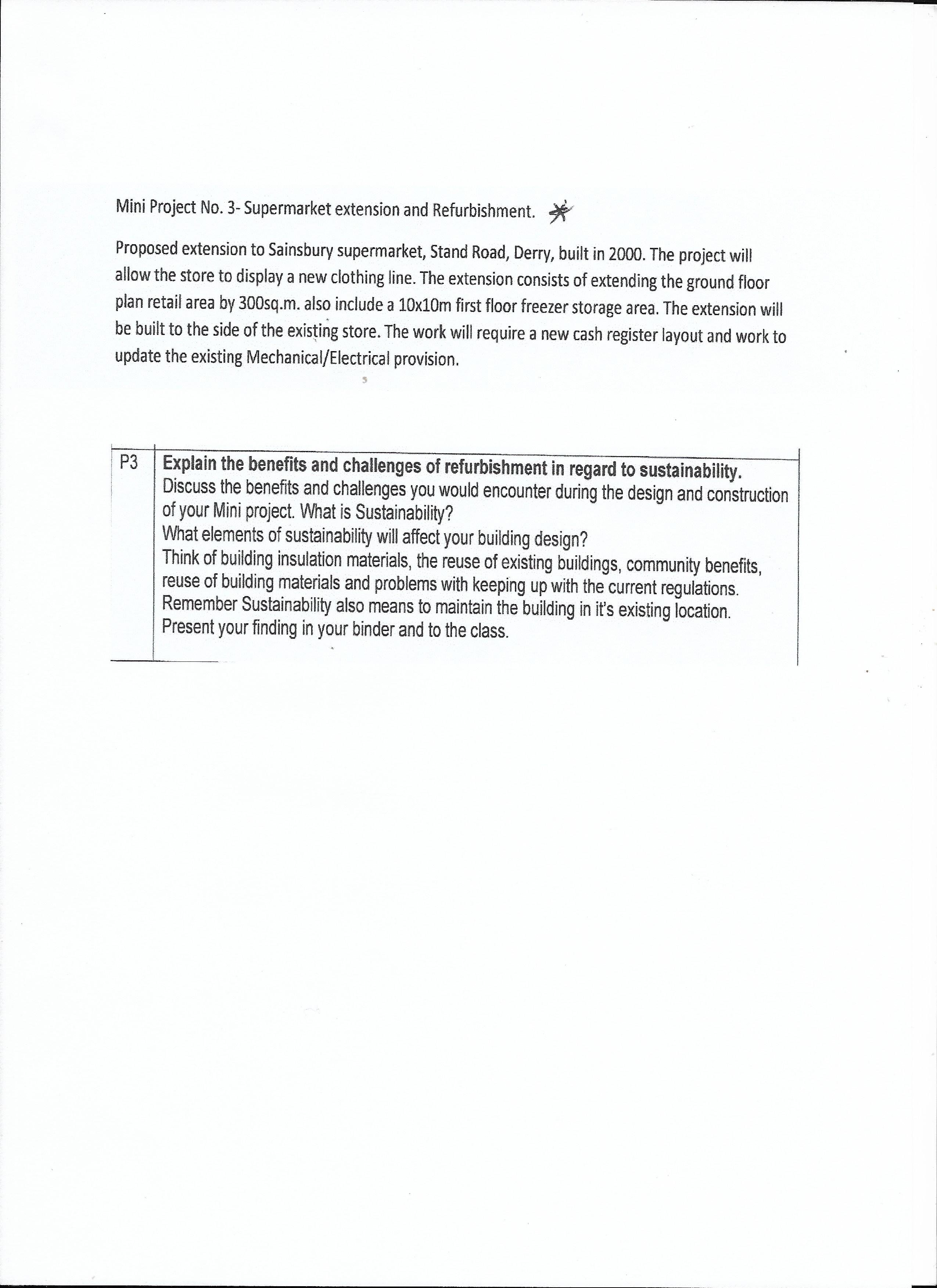Mini Project No . 3 - Supermarket extension and