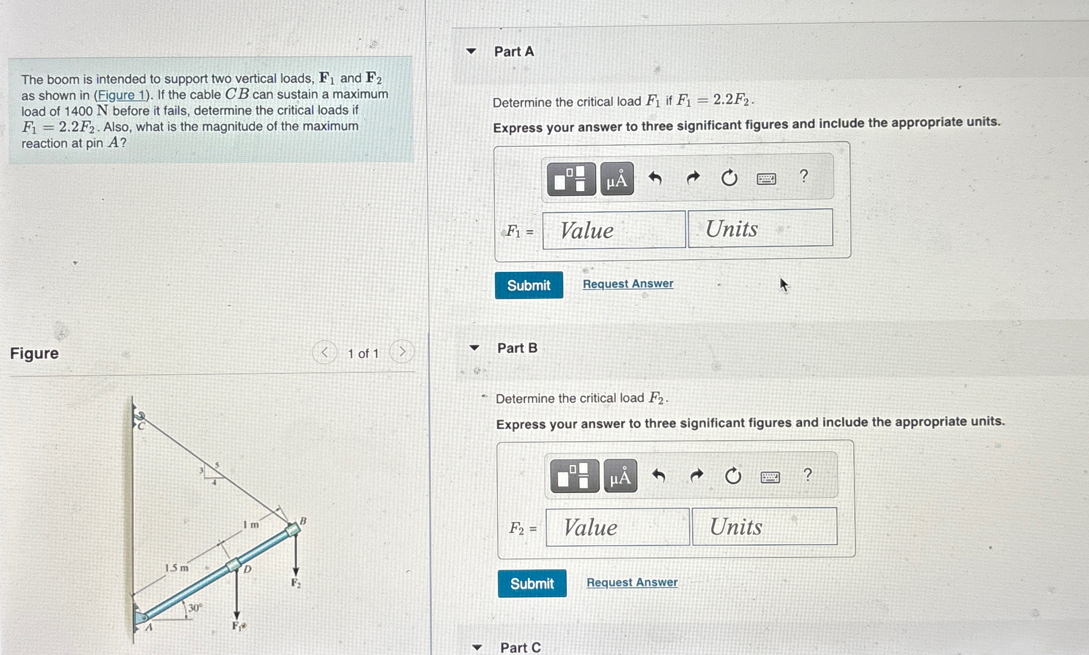 Part A The boom is intended to support two