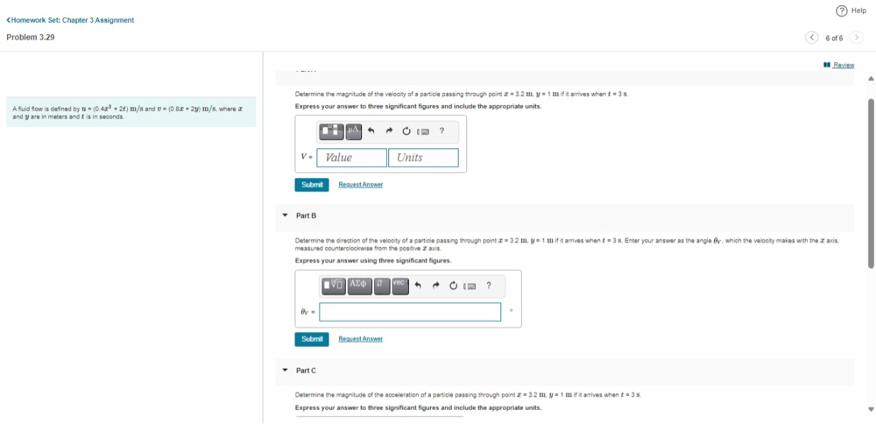 A fluid flow is defined by u = ( 0 . 4 x 2 + 2 t