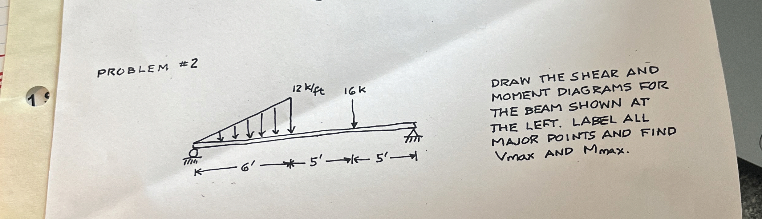 PROBLEM # 2 1 . DRAW THE SHEAR AND MOMENT