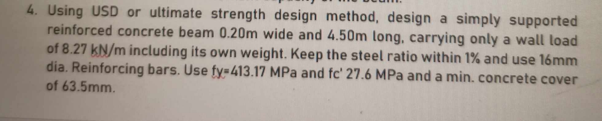 Using USD or ultimate strength design method,