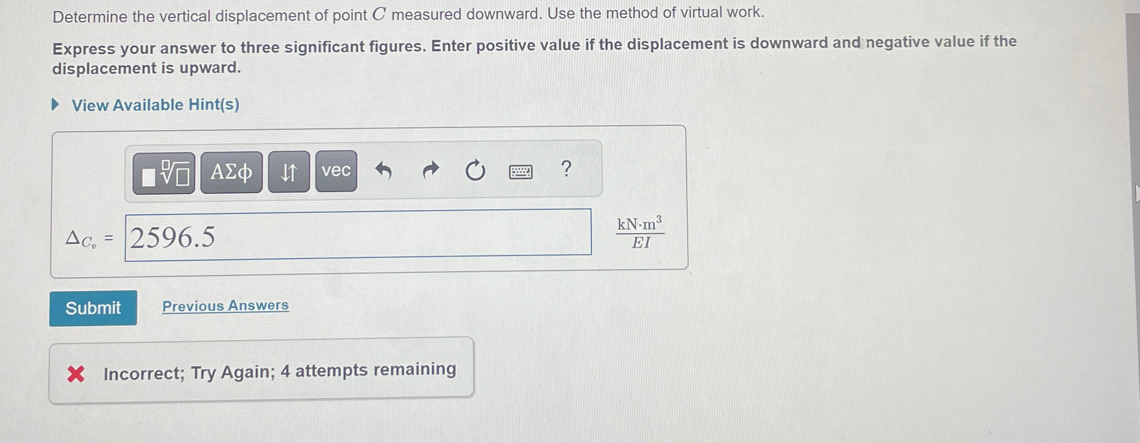Determine the vertical displacement of point C