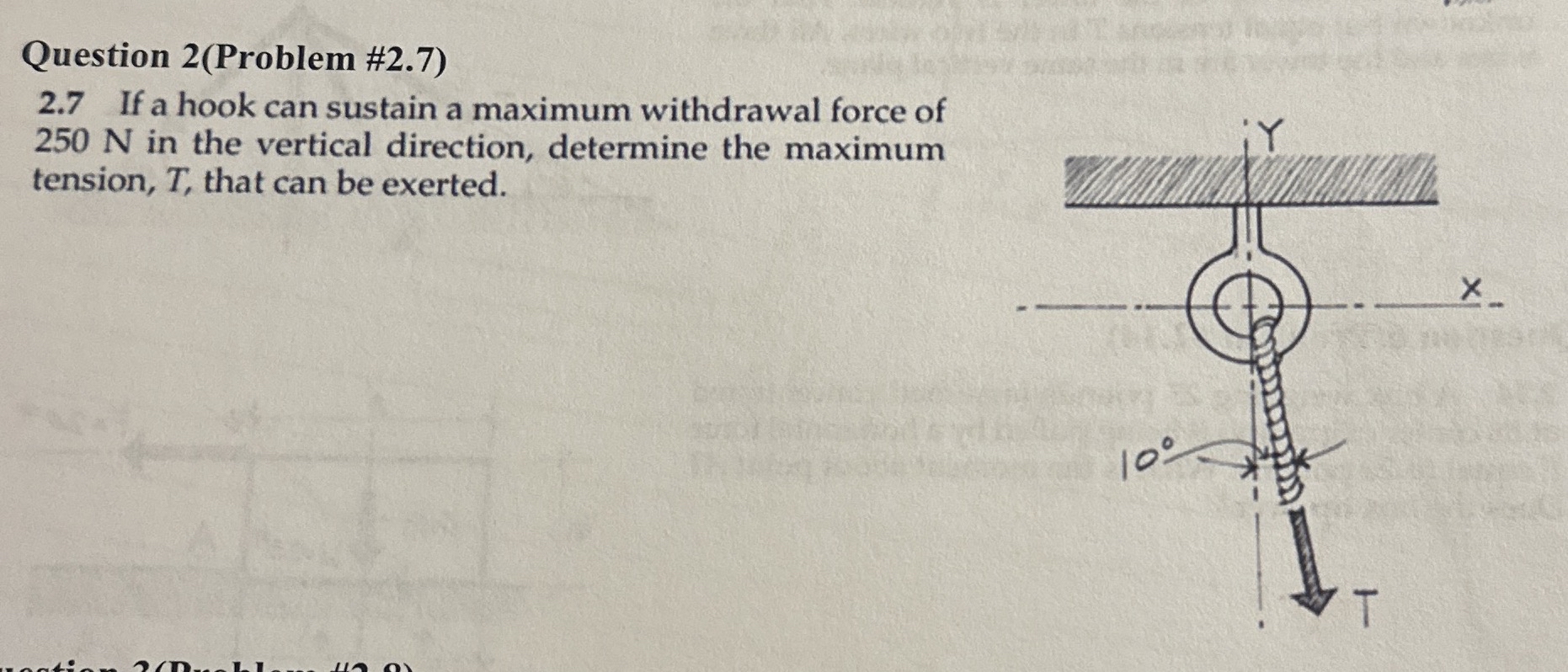 Question 2 ( Problem # 2 . 7 ) 2 . 7 If a hook