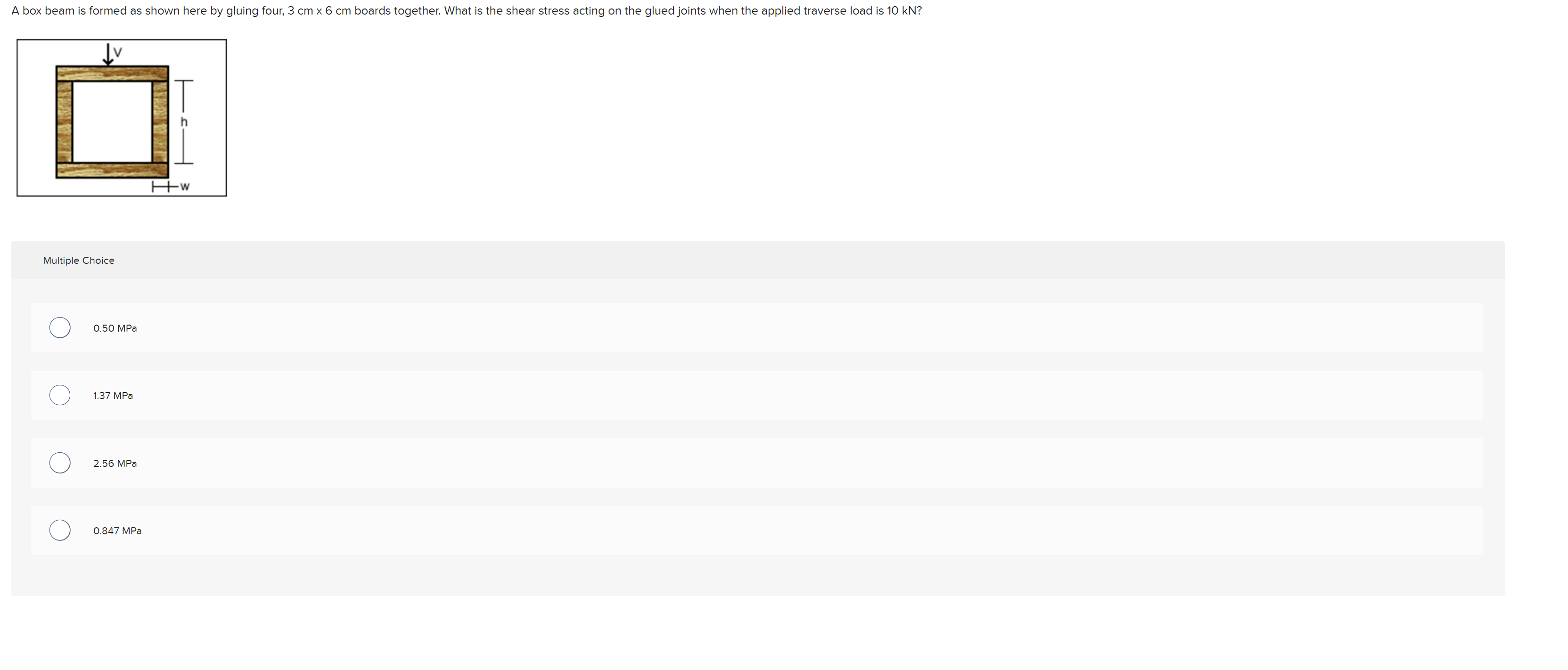 A box beam is formed as shown here by gluing