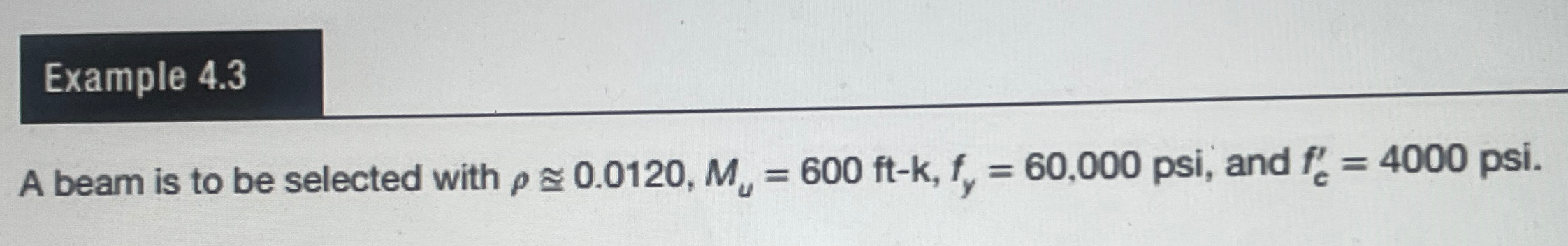 A beam is to be selected with ~~ 0 . 0 1 2 0 , M
