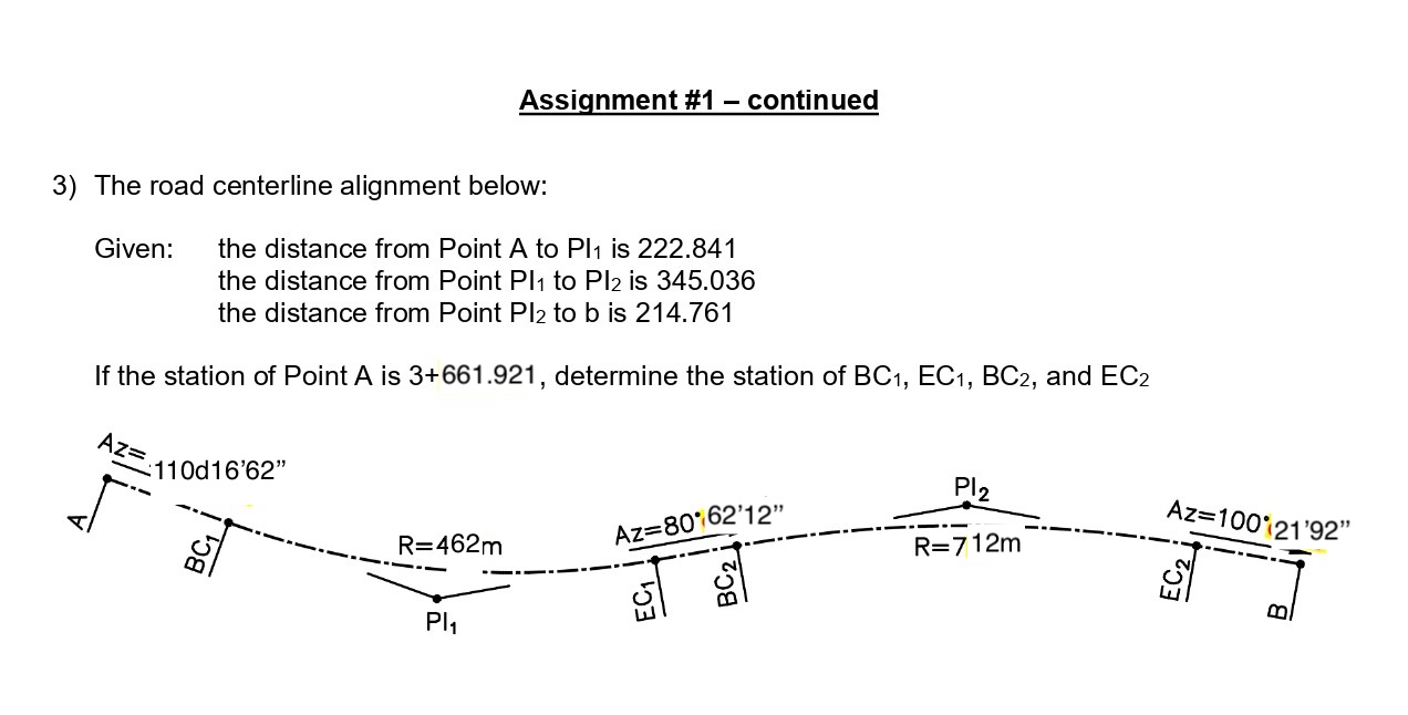 Assignment # 1 - continued The road centerline