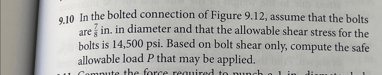 9 . 1 0 In the bolted connection of Figure 9 . 1