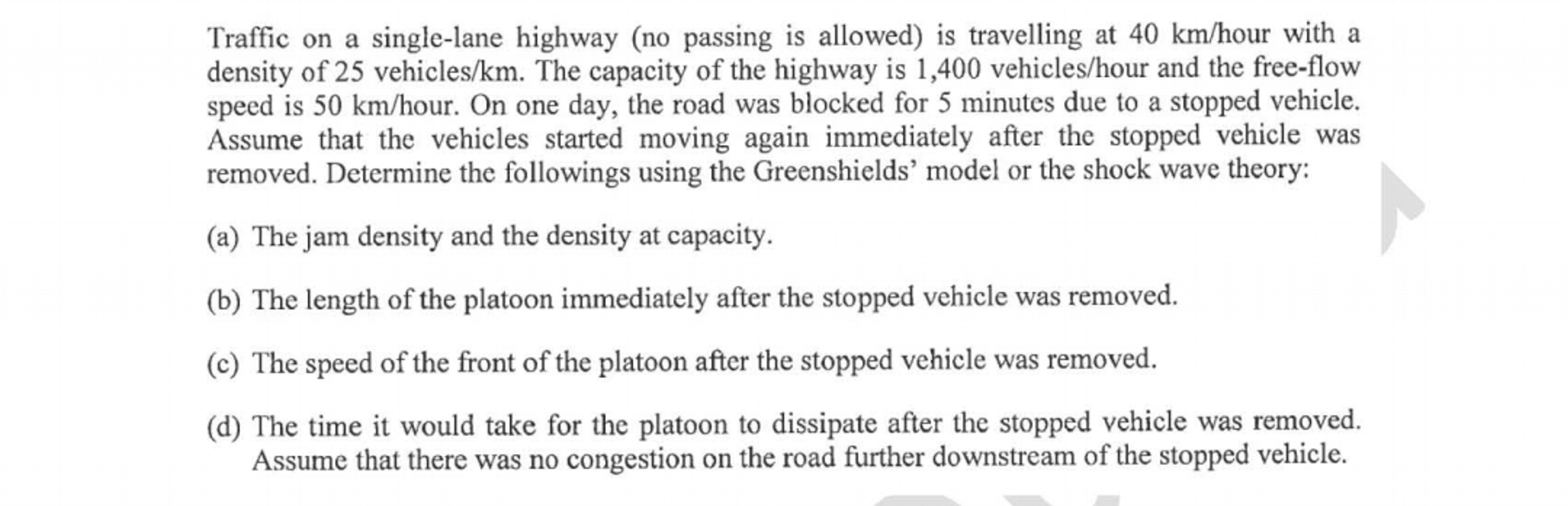 Traffic on a single - lane highway ( no passing