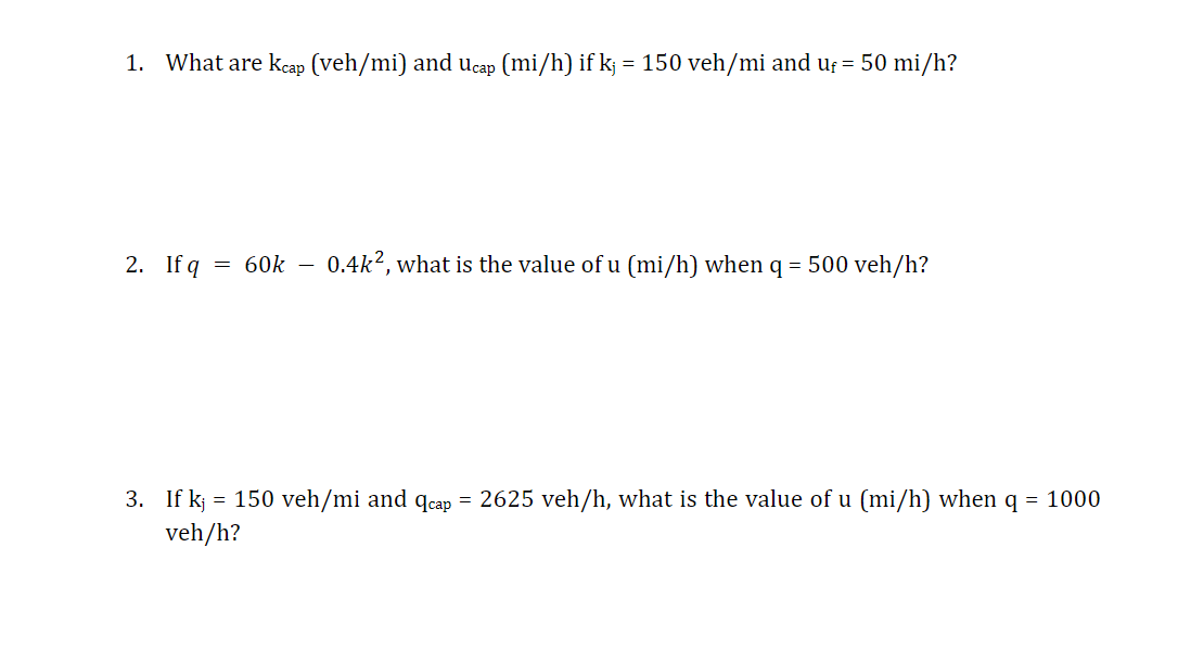 what is the kcap ( veh / mi ) and ucap ( mi / h )