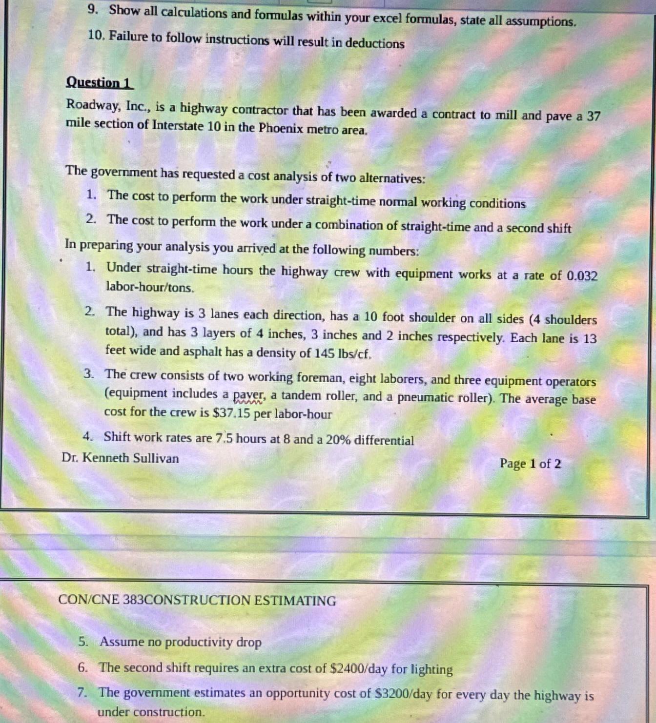 Show all calculations and formulas within your