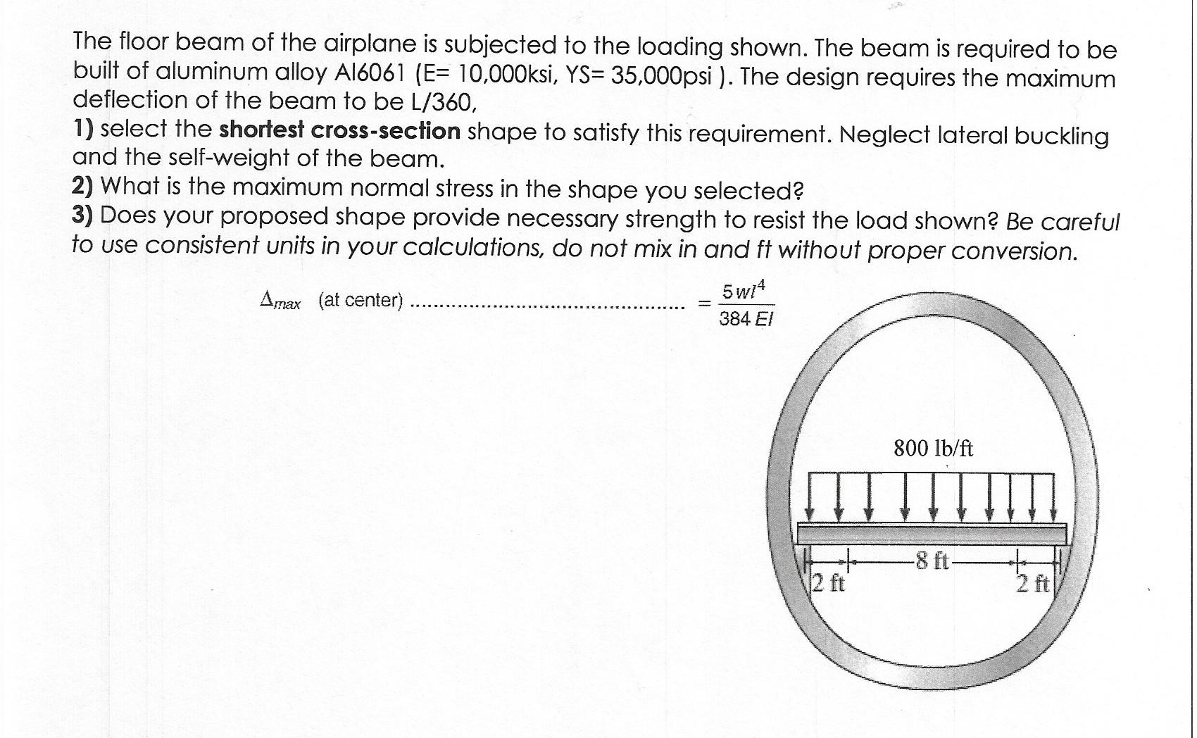 The floor beam of the airplane is subjected to