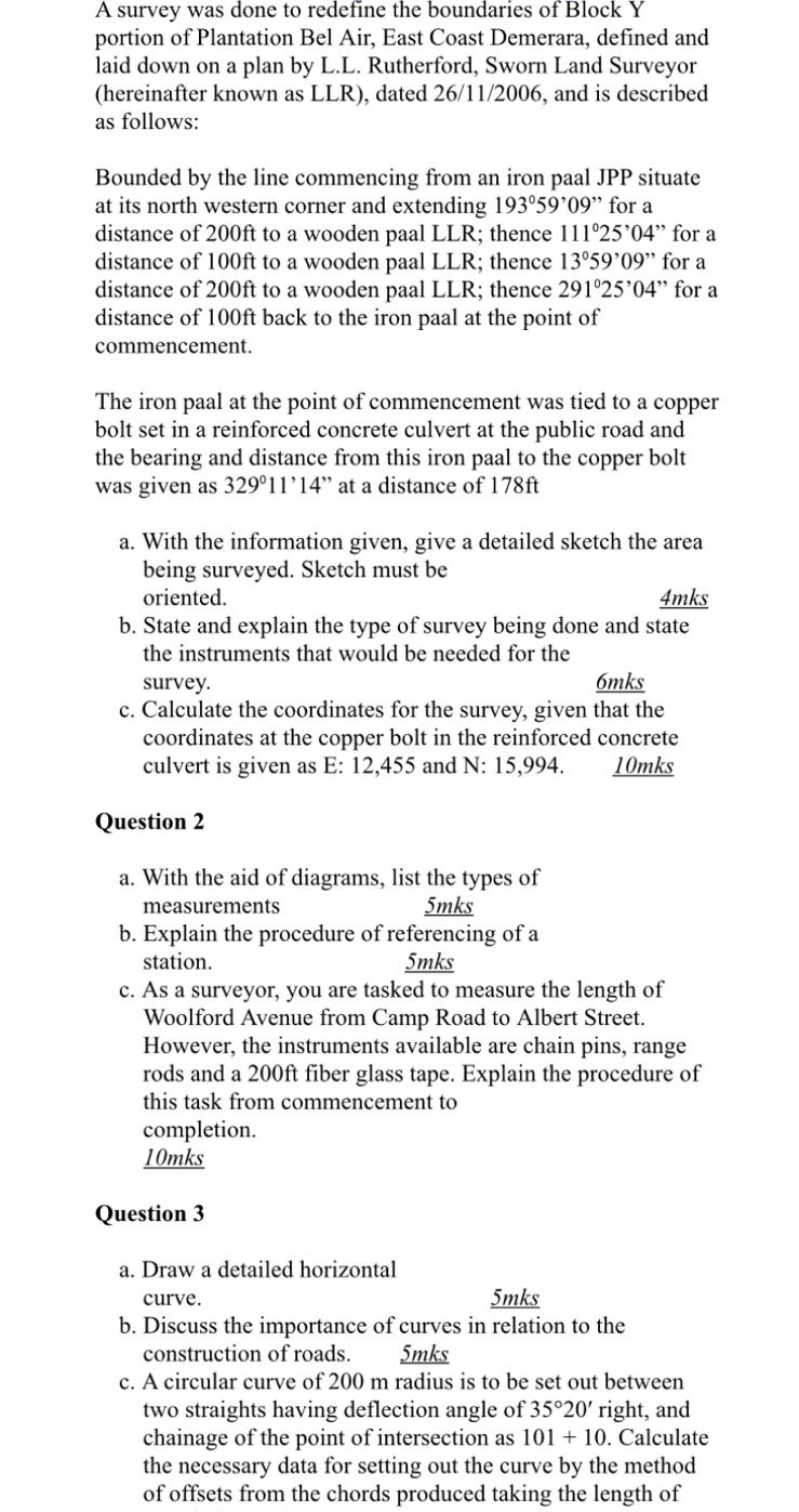 A survey was done to redefine the boundaries of