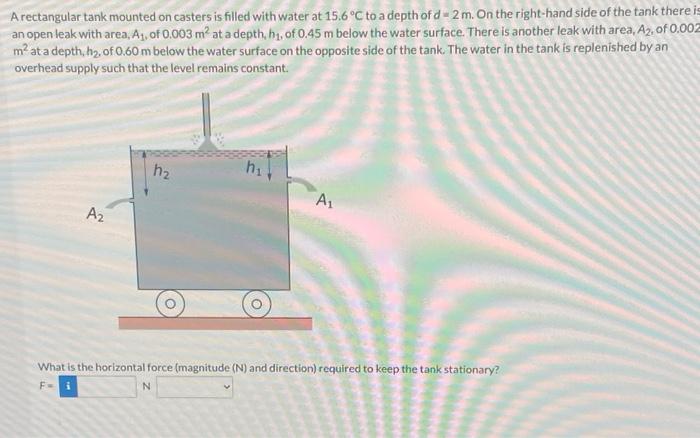 A rectangular tank mounted on casters is filled