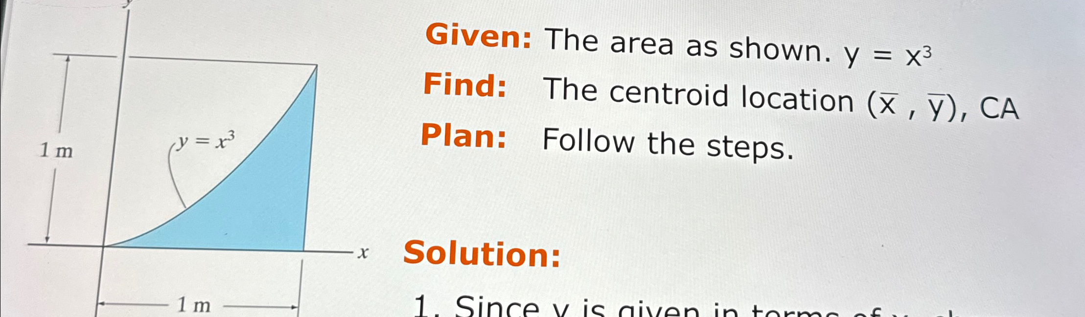 Given: The area as shown. X = 3 squreroot y Find:
