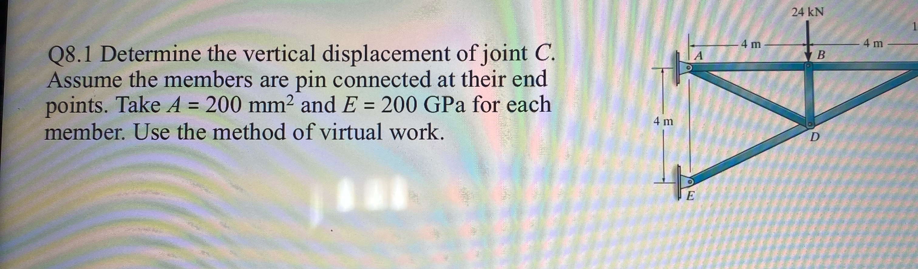 Q 8 . 1 Determine the vertical displacement of