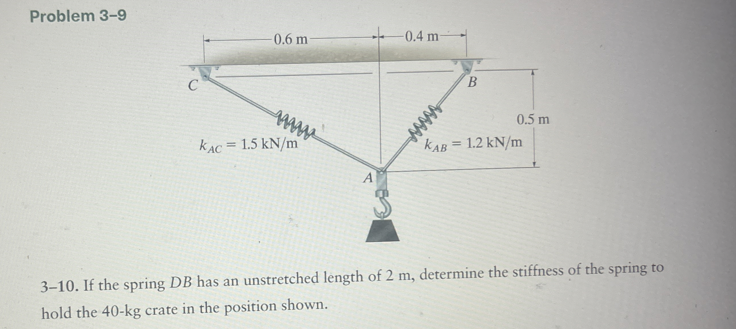 Problem 3 - 9 3 - 1 0 . If the spring D B has an
