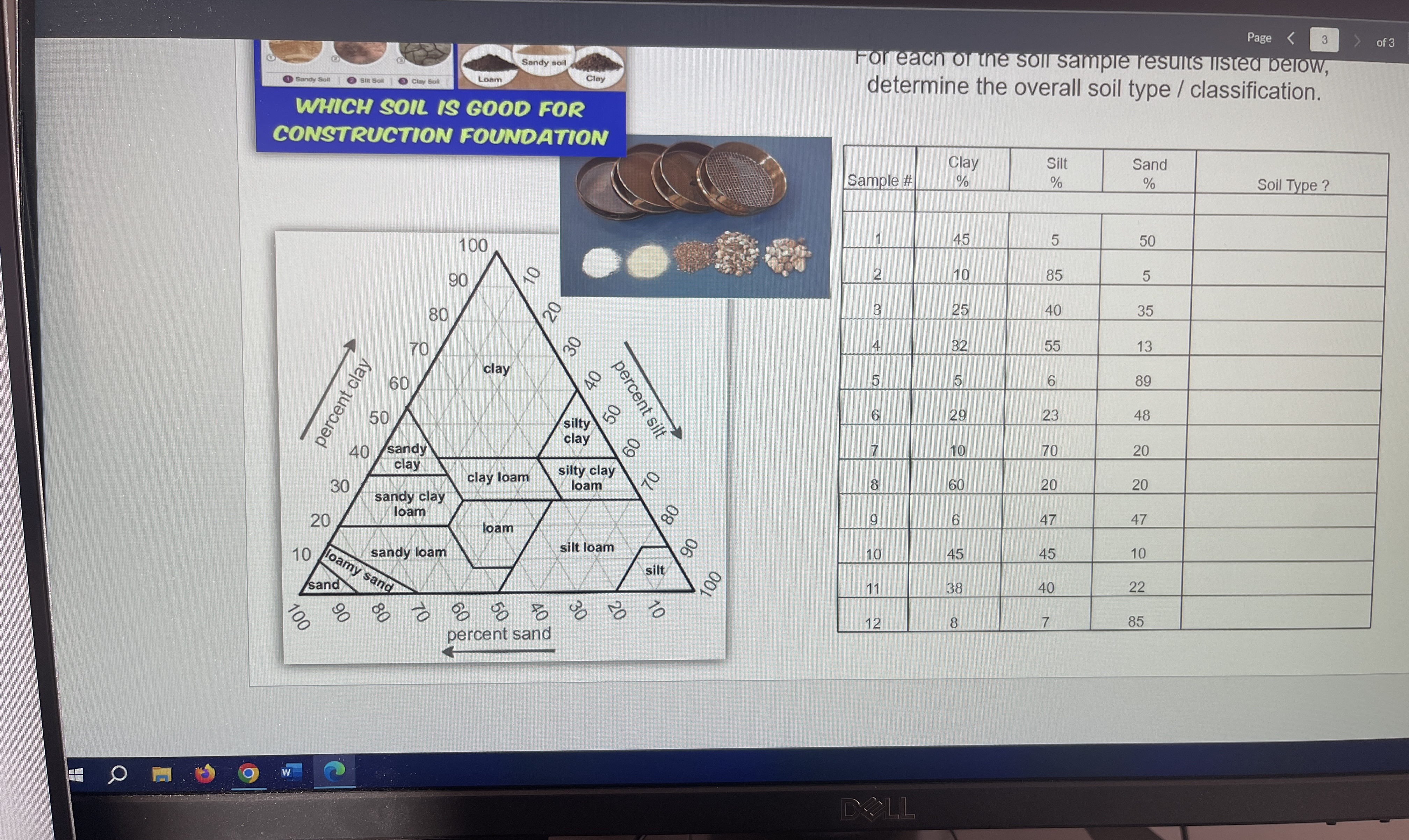 Page 3 of 3 Sandy soil Loam Clay WHICH SOIL IS
