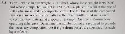 5 . 3 Earth - whose in situ weight is 1 1 2 l b c