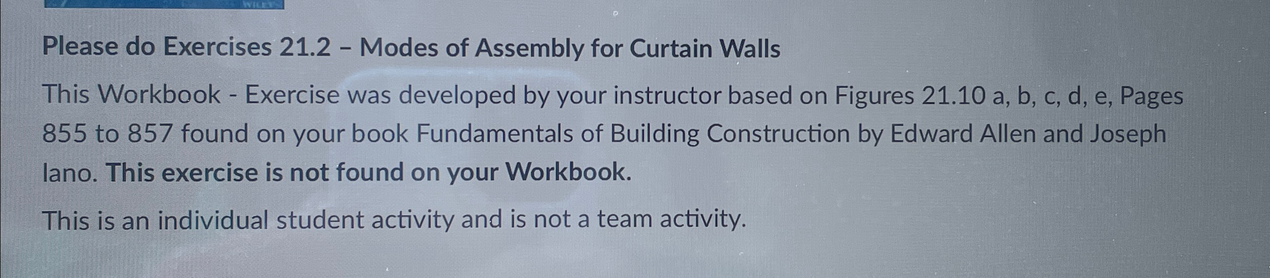 Please do Exercises 2 1 . 2 - Modes of Assembly