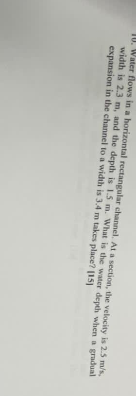 Water flows in a horizontal rectangular channel.