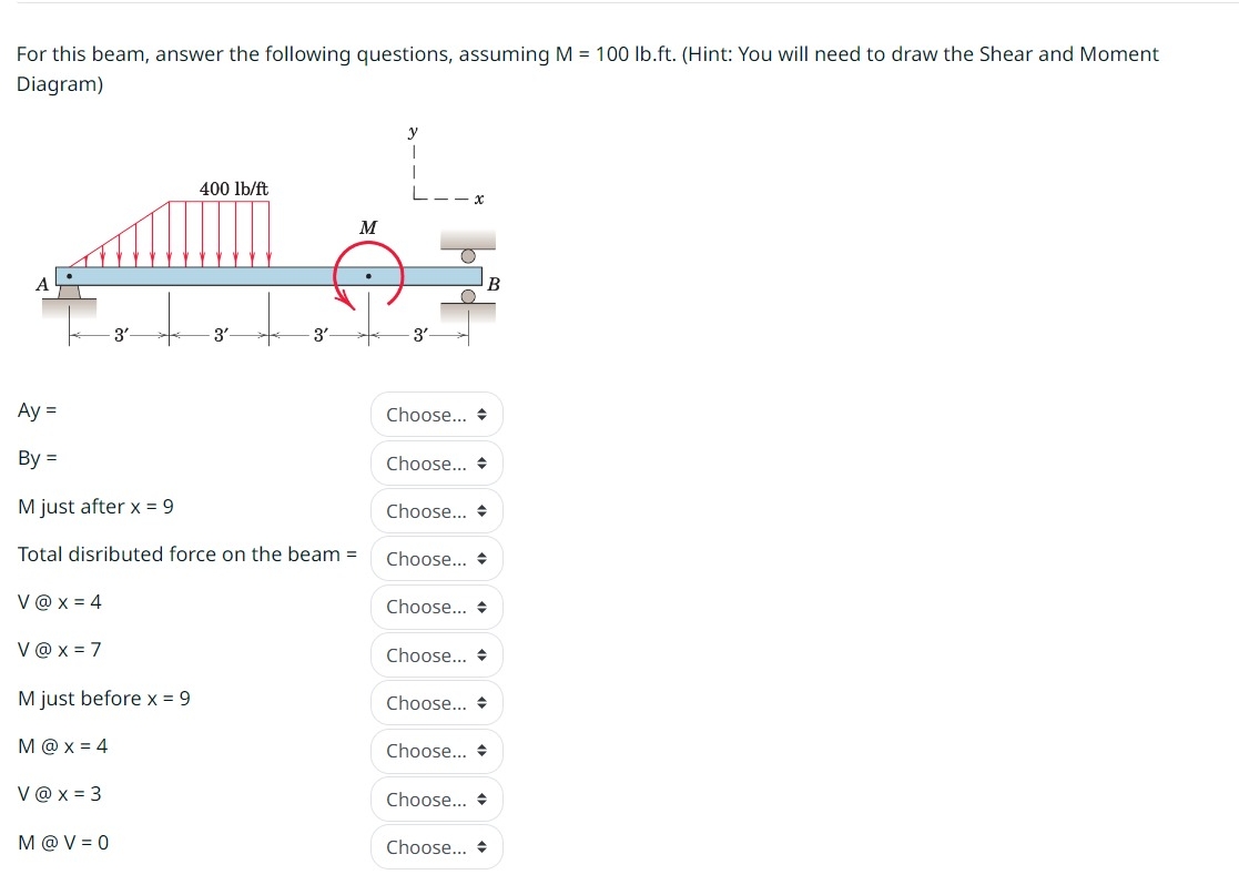 For this beam, answer the following questions,