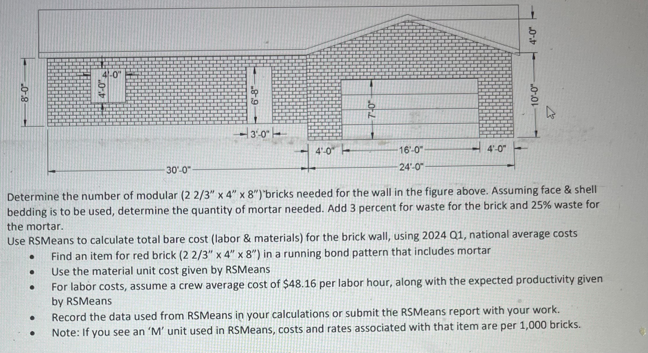 Determine the number of modular ) "bricks needed