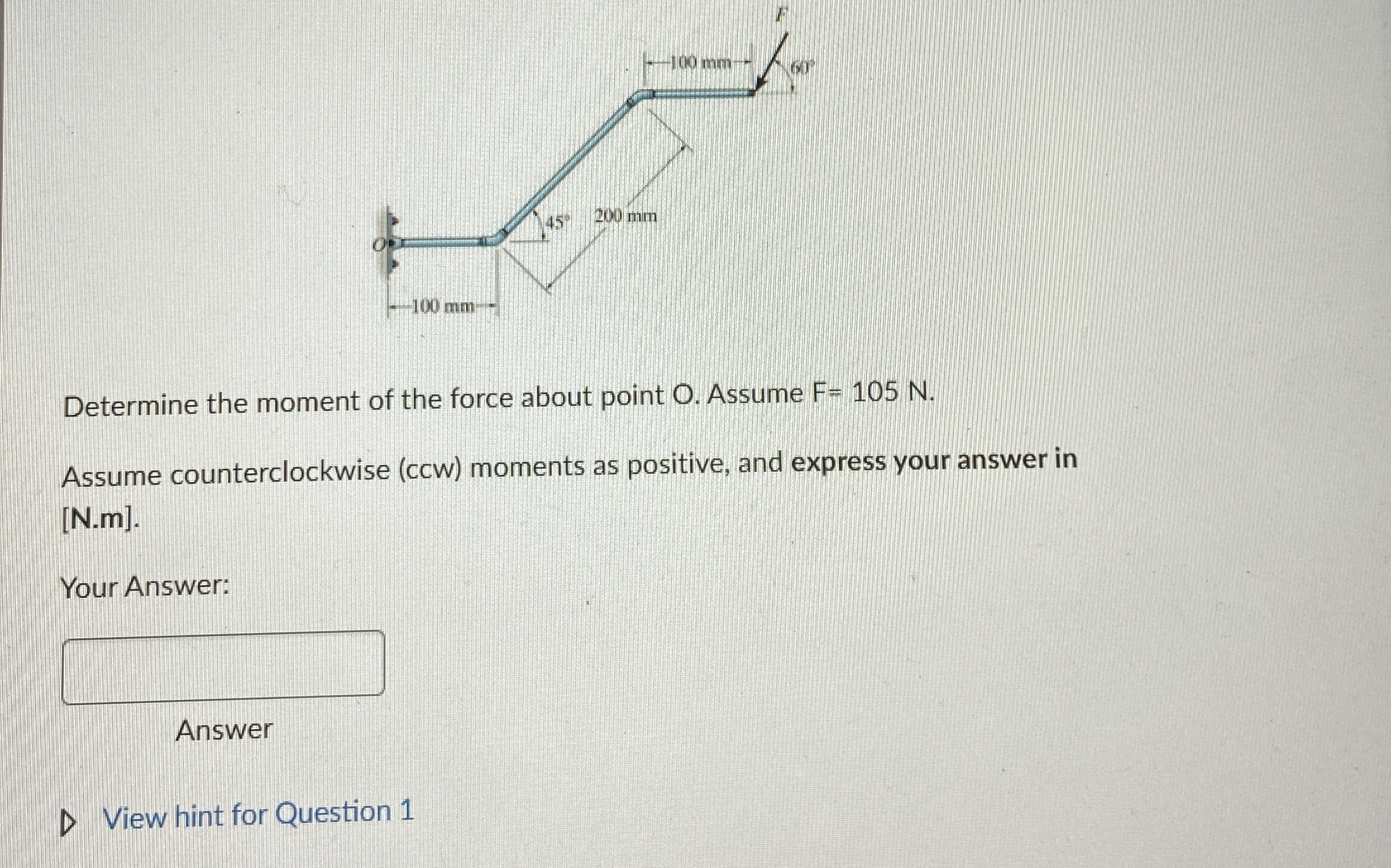 Determine the moment of the force about point O .