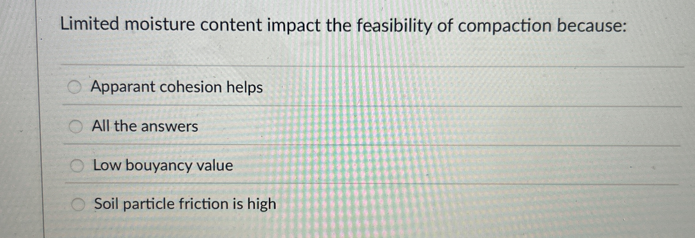 Limited moisture content impact the feasibility