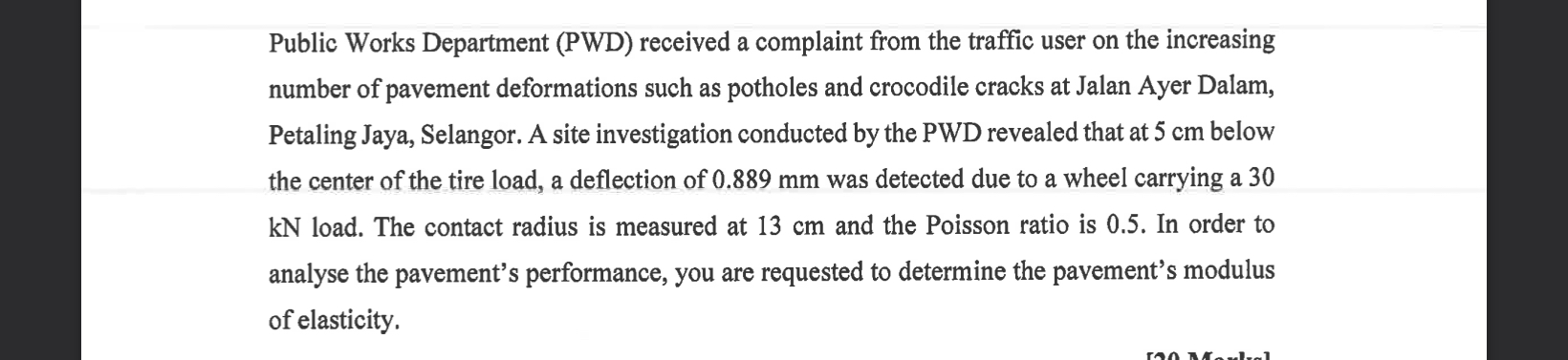 Public Works Department ( PWD ) received a