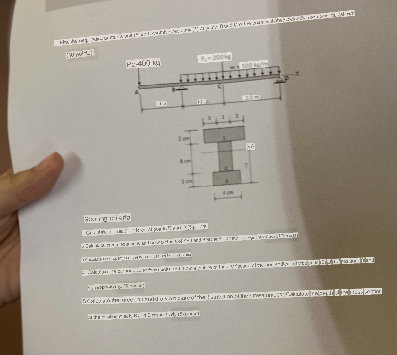 ( 3 0 points ) . Scoring criteria 1 Calzulate the