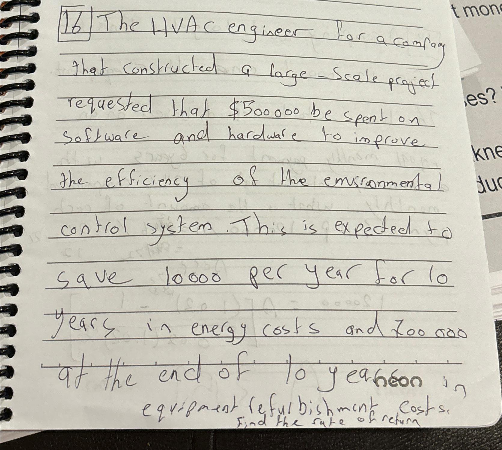 1 6 The HVAC engineer for a compary that