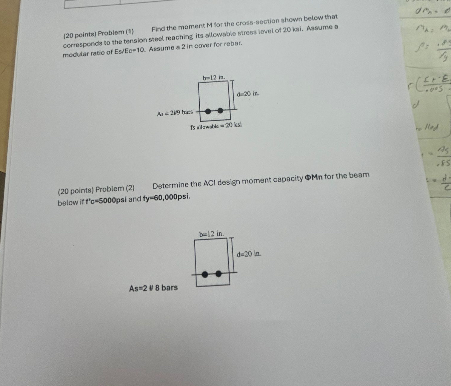 ( 2 0 points ) Problem ( 1 ) Find the moment M